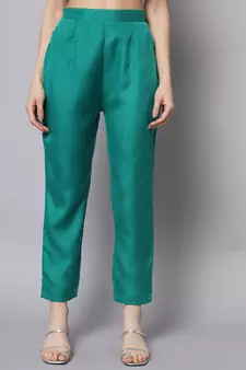 Aqua-blue embroidered chanderi silk Kurta Pant With Dupatta