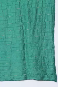Aqua-blue embroidered chanderi silk Kurta Pant With Dupatta