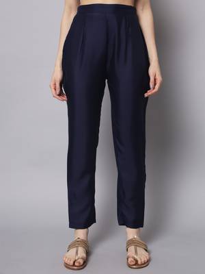 Navy-blue embroidered chanderi silk Kurta Pant With Dupatta 3