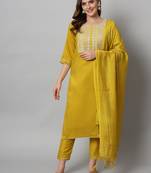 Mustard embroidered silk blend salwar