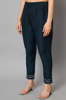 Cobalt-blue embroidered silk blend Kurta Pant With Dupatta
