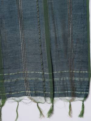 Cobalt-blue embroidered silk blend Kurta Pant With Dupatta 4