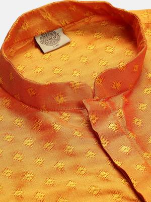 Namaskar MUSTURD SILK Full Sleeves Self Design Knee Length Regular Fit kurta for men 5