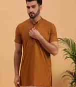 Namaskar CHOCOLATE COTTON Half Sleeves Solid Medium Length Regular Fit kurta for men