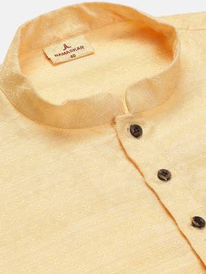 Namaskar CREAM SILK Full Sleeves Self Design Knee Length Regular Fit kurta for men 5
