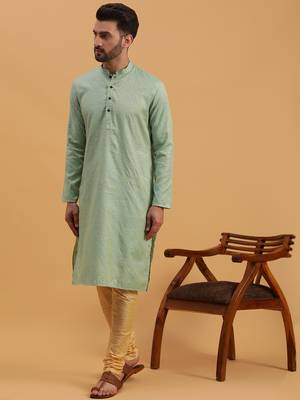 Namaskar SKY SILK Full Sleeves Self Design Knee Length Regular Fit kurta for men 2