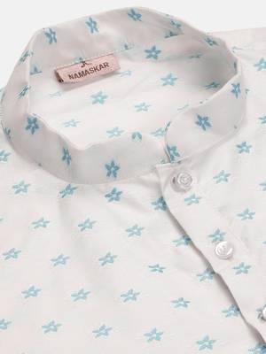 Namaskar SKY COTTON Full Sleeves Self Design Knee Length Regular Fit kurta for men 5