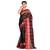 Ruuprekha Women's Pure Cotton Temple Border Black Saree without Blouse