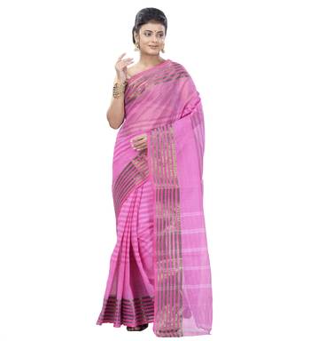 Ruuprekha Women's Pure Cotton Woven Pink Saree without Blouse 1