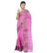 Ruuprekha Women's Pure Cotton Woven Pink Saree without Blouse