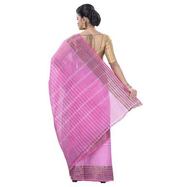 Ruuprekha Women's Pure Cotton Woven Pink Saree without Blouse 3