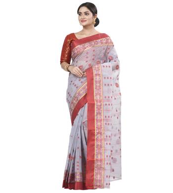Ruuprekha Women's Pure Cotton Woven Lite Ash Saree without Blouse 1