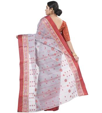 Ruuprekha Women's Pure Cotton Woven Lite Ash Saree without Blouse 3