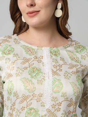 Parrot-green printed silk blend salwar 2