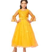 Yellow plain nylon kids-girl-gowns