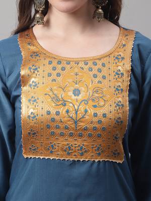 Blue jacquard cotton silk Kurta Pant With Dupatta 2