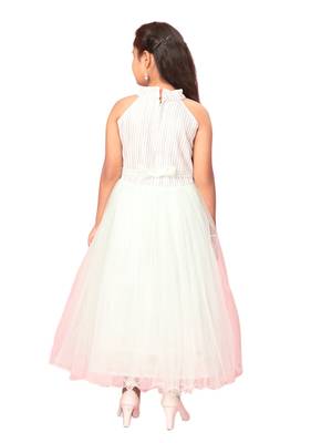 Green plain net kids-girl-gowns 4