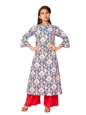 Blue printed cotton kids-tops 1
