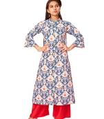 Blue printed cotton kids-tops