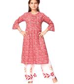 Maroon printed cotton kids-tops