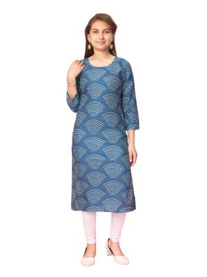 Blue printed cotton kids-tops 1