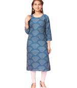 Blue printed cotton kids-tops