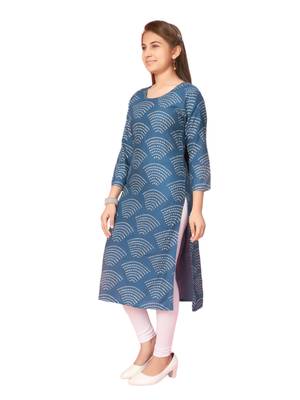 Blue printed cotton kids-tops 2