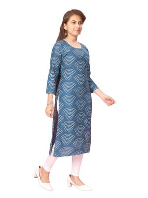 Blue printed cotton kids-tops 3