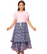 Pink printed georgette kids-frocks