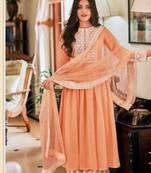 Peach thread embroidery georgette salwar