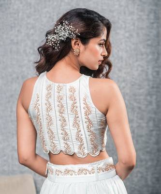 Mint Blue Organza Lehenga Set 3