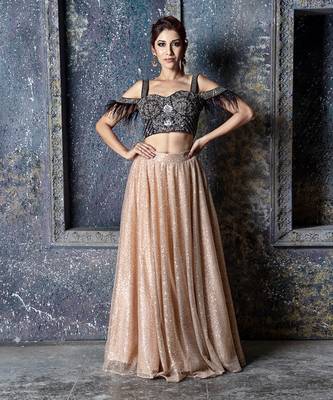 Black Gold Sequin Lehenga Set 1