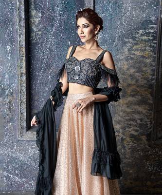 Black Gold Sequin Lehenga Set 4