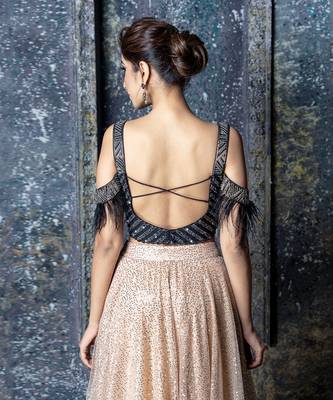 Black Gold Sequin Lehenga Set 6