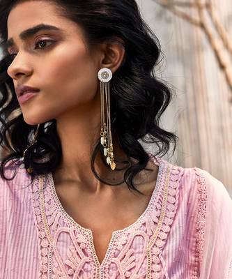 Blush Pink Dobby Cotton Anarkali Set 6