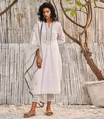 Shell White Dobby Cotton Palazzo Set
