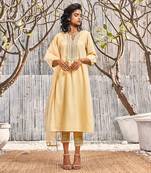 Sunshine Yellow Dobby Cotton Palazzo Set
