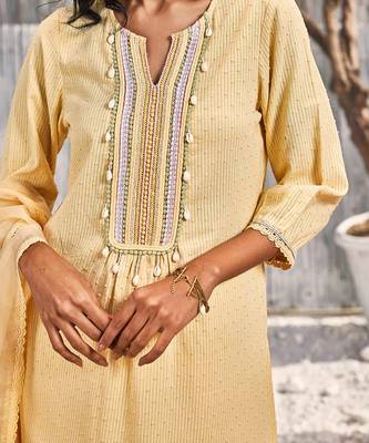 Sunshine Yellow Dobby Cotton Palazzo Set 5