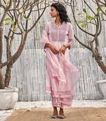 Blush Pink Dobby Cotton Palazzo Set