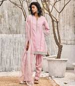 Blush Pink Dobby Cotton Fusion Style Kurta Set