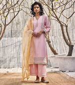 Blush Pink Chanderi Palazzo Set