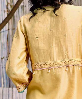 Sunshine Yellow Chanderi Palazzo Set 6