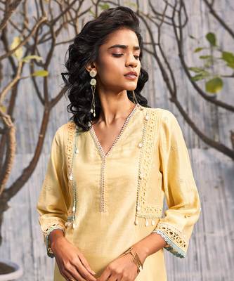 Sunshine Yellow Chanderi Palazzo Set 8