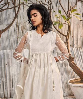 Shell White Chanderi Palazzo Set 2