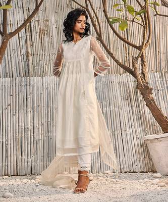 Shell White Chanderi Palazzo Set 3