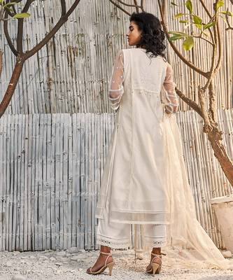 Shell White Chanderi Palazzo Set 4