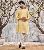 Yellow Chanderi Kurta Set
