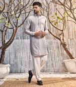 Steel Grey Chanderi Kurta Set