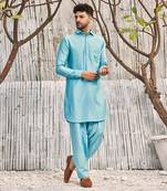 Tropical Blue Chanderi Kurta Set