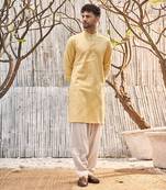 Pastel Yellow Dobby Cotton Kurta Set